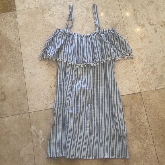 NWT Boohoo Penelope Pom Pom Trim Striped Dress Size 6 - Picture 1 of 7